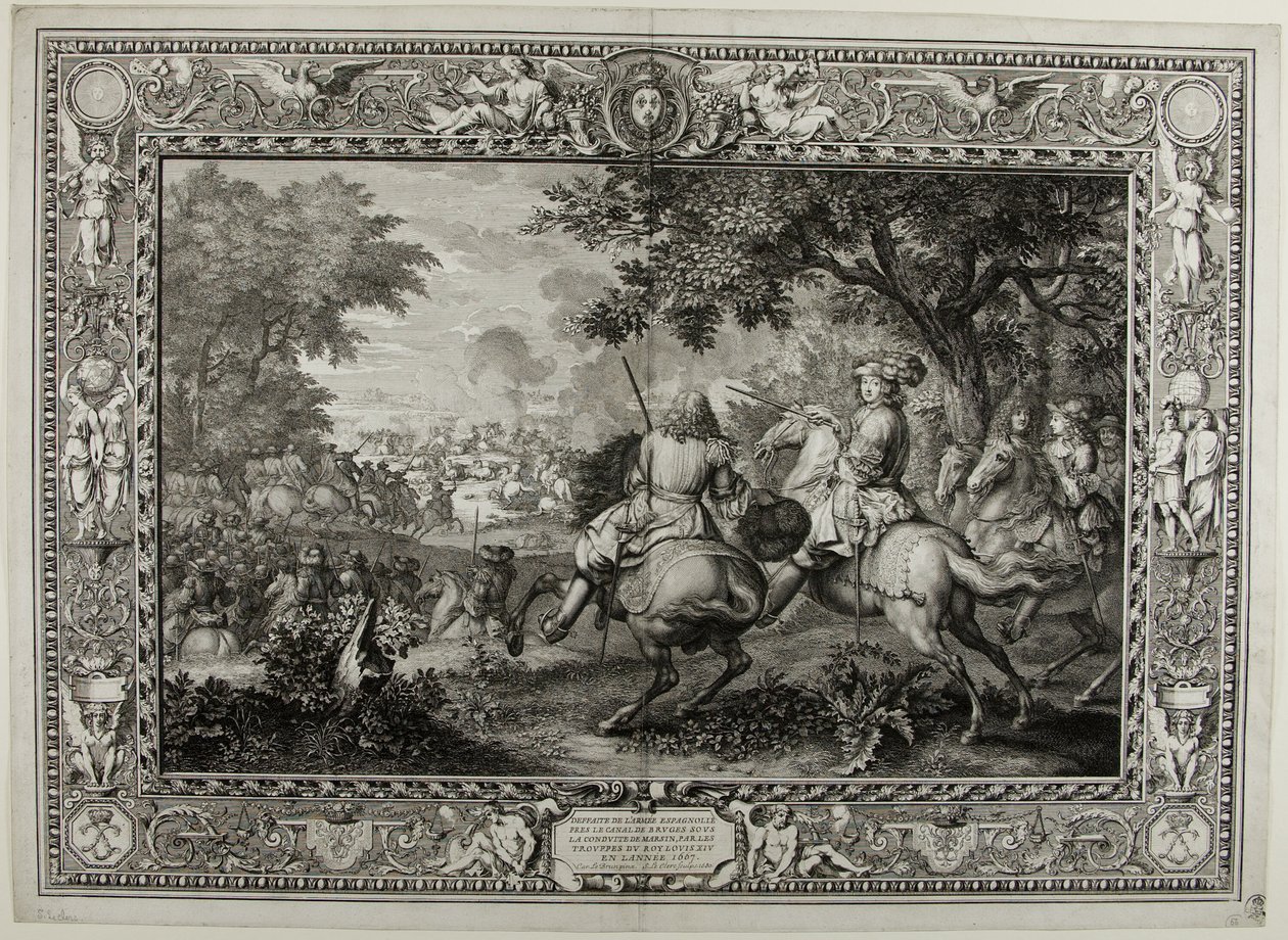 Derrota del ejército español cerca del canal de Brujas por las tropas del rey Luis XIV 1667 de Sébastien Le Clerc the elder