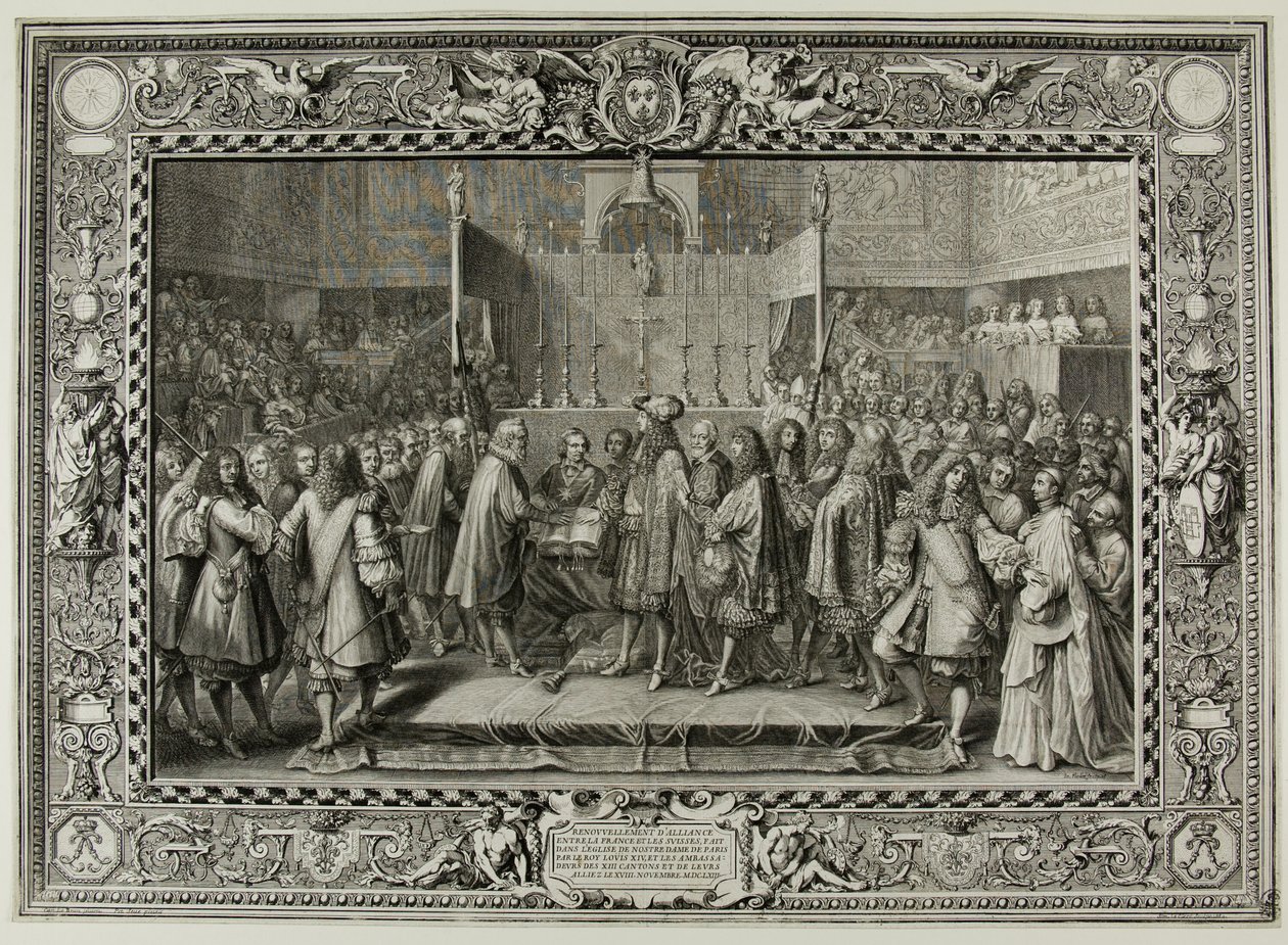 Renovación de la alianza entre franceses y suizos en 1663 de Sébastien Le Clerc the elder
