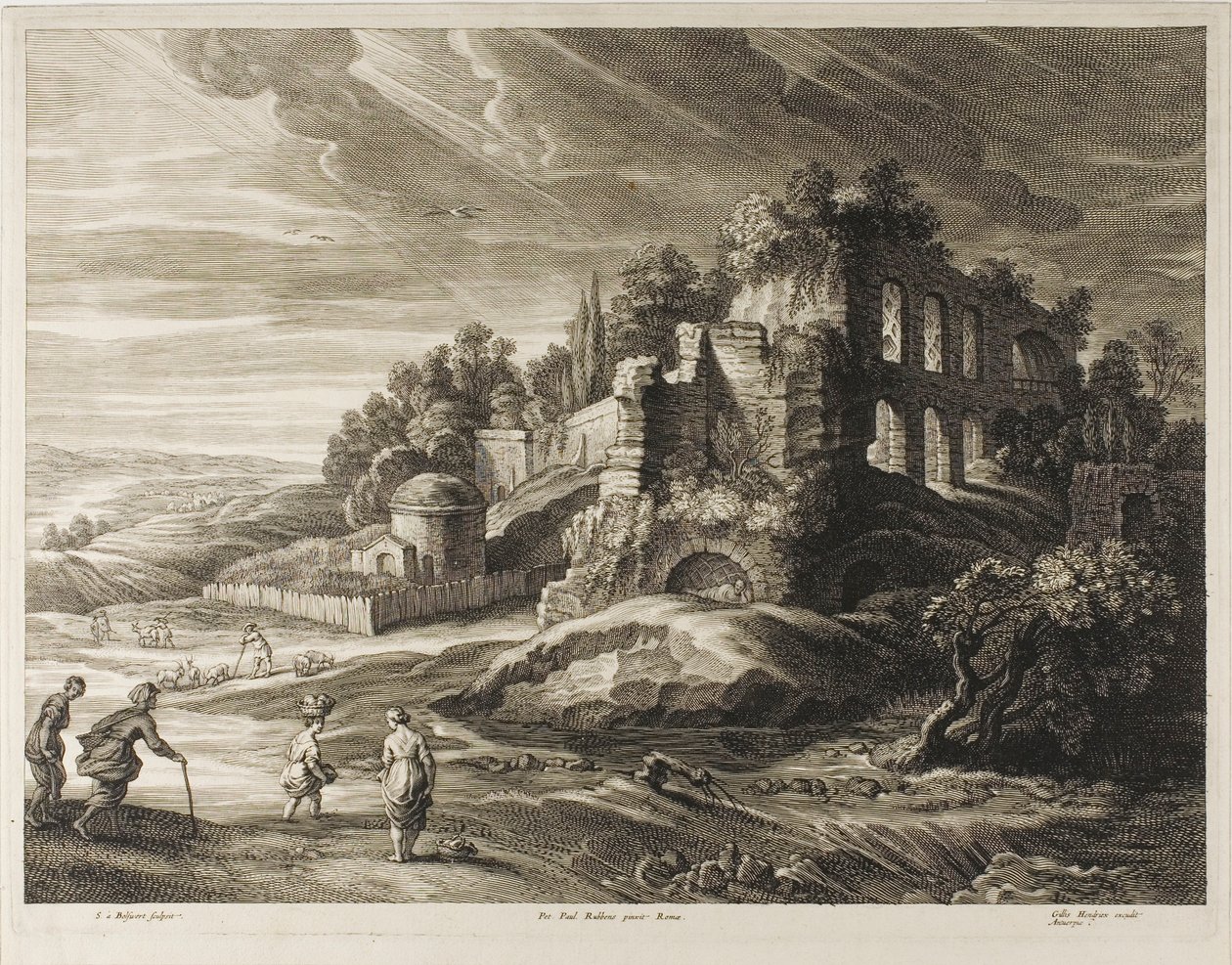 Paisaje con las grandes ruinas, de Los pequeños paisajes de Schelte Adamsz. Bolswert