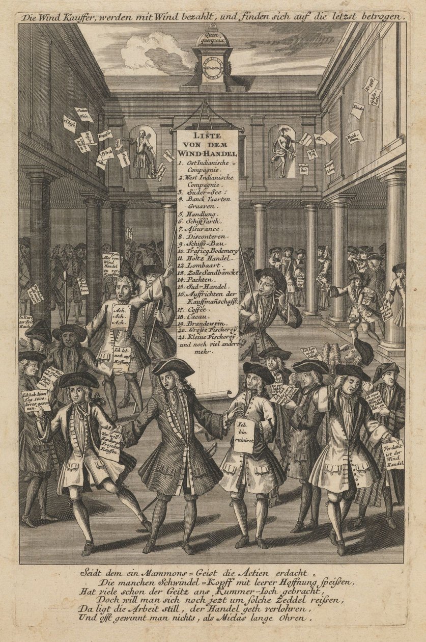 Comerciantes de viento soltando dinero..., ca 1720 de Schmid