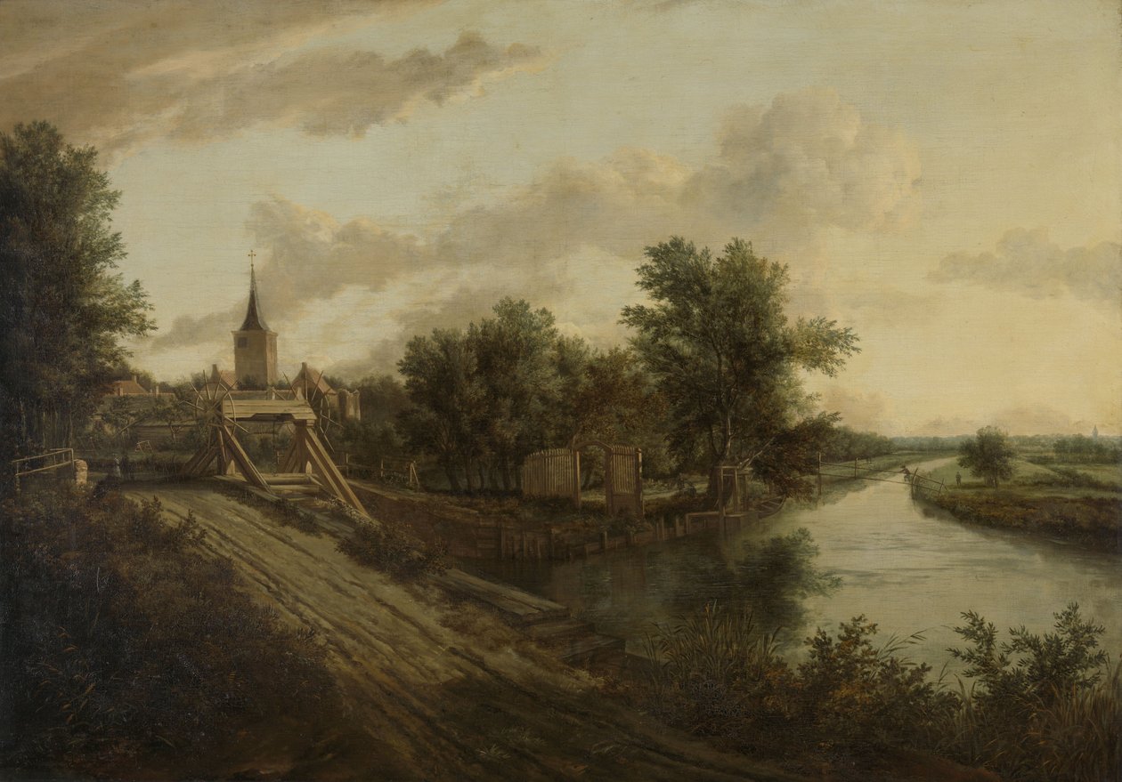Paisaje con puente rodante de School of Jacob van Ruisdael