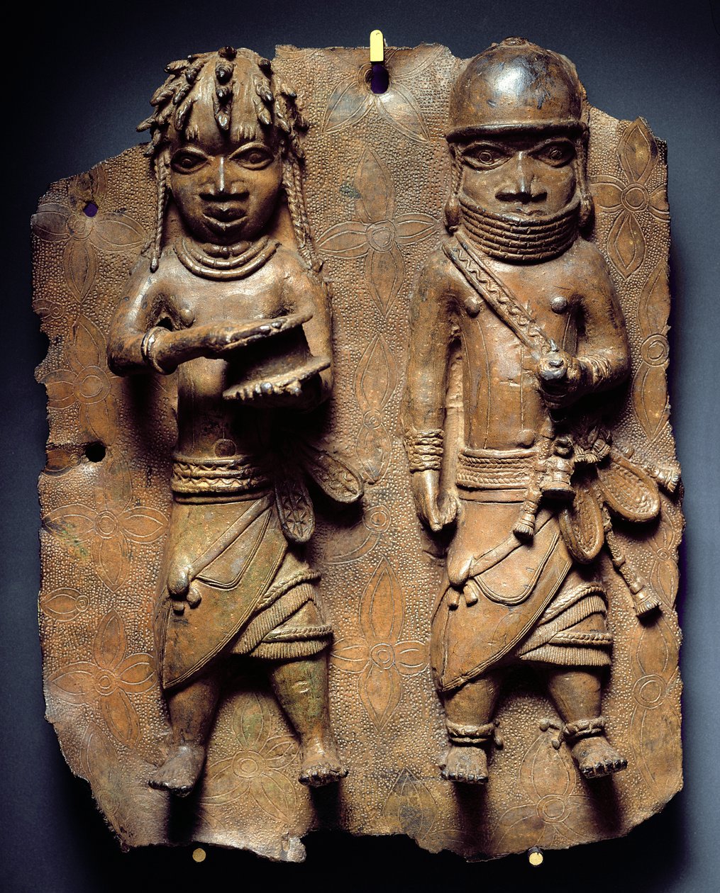Placa de Benín, ritual para reforzar el poder místico del Oba, Nigeria (latón) de School African
