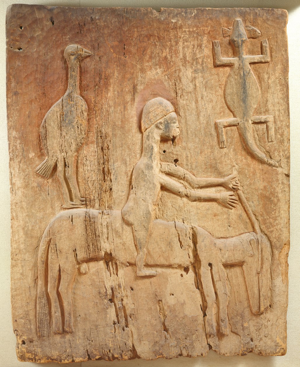 Puerta con relieve que representa a un jinete, Población Baule, de Costa de Marfil de School African