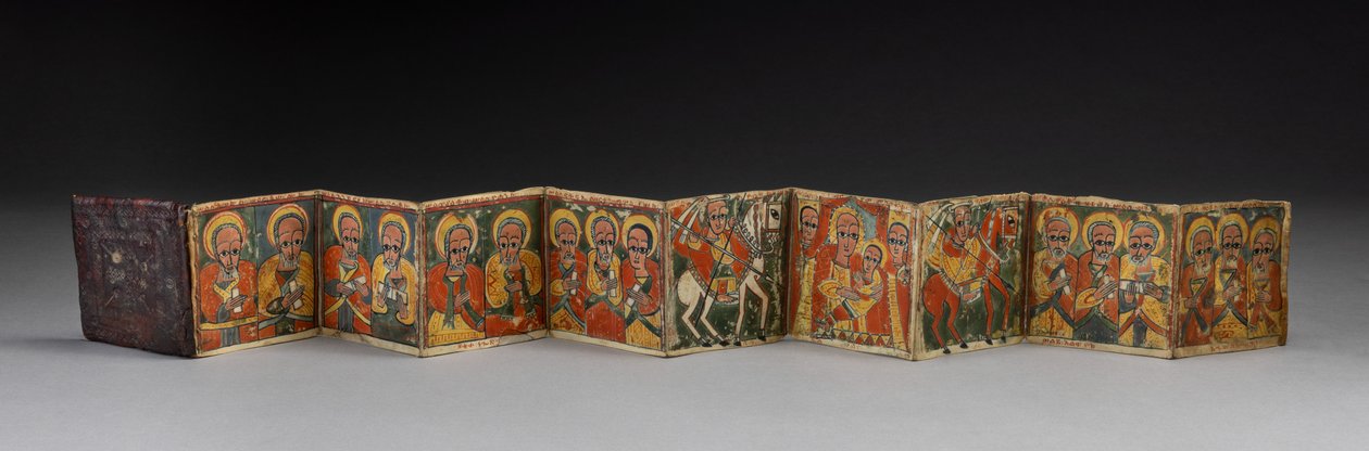 Sensul (iconos plegables) en estuche original de cuero repujado de School African