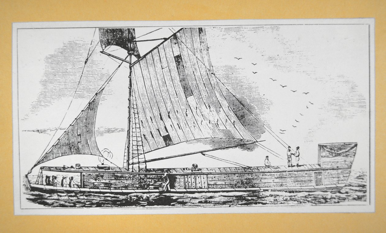 Barco de quilla del Mississippi (grabado) de School American