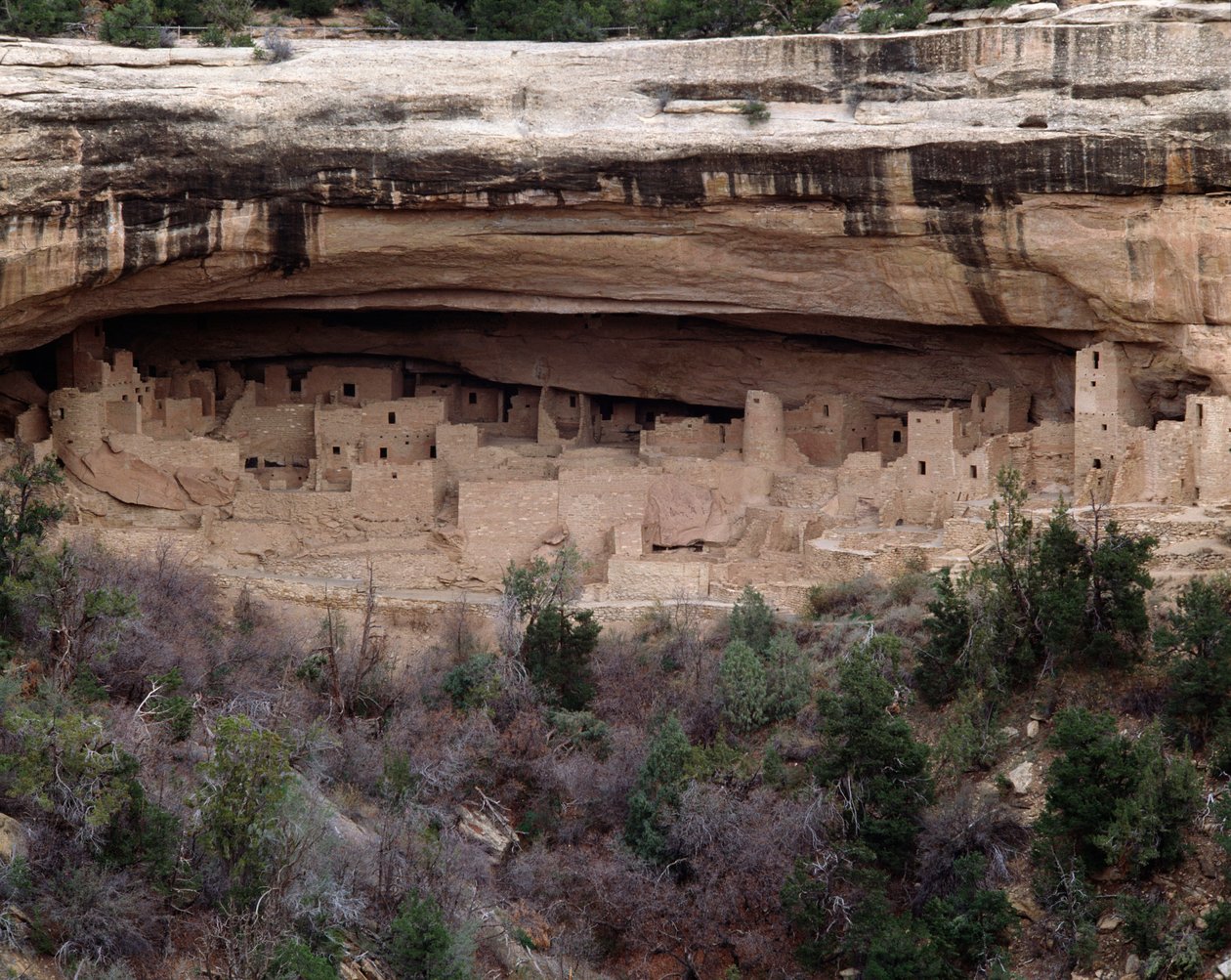 Vista del sitio del palacio del acantilado (1993, Fotografía) de School Anasazi
