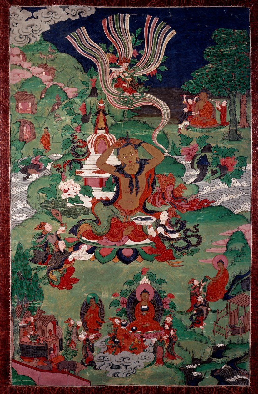 Episodio de la vida de Buda: corte de pelo. Tapiz. París, Museo Guimet, Museo Nacional de Artes Asiáticas de School Asian