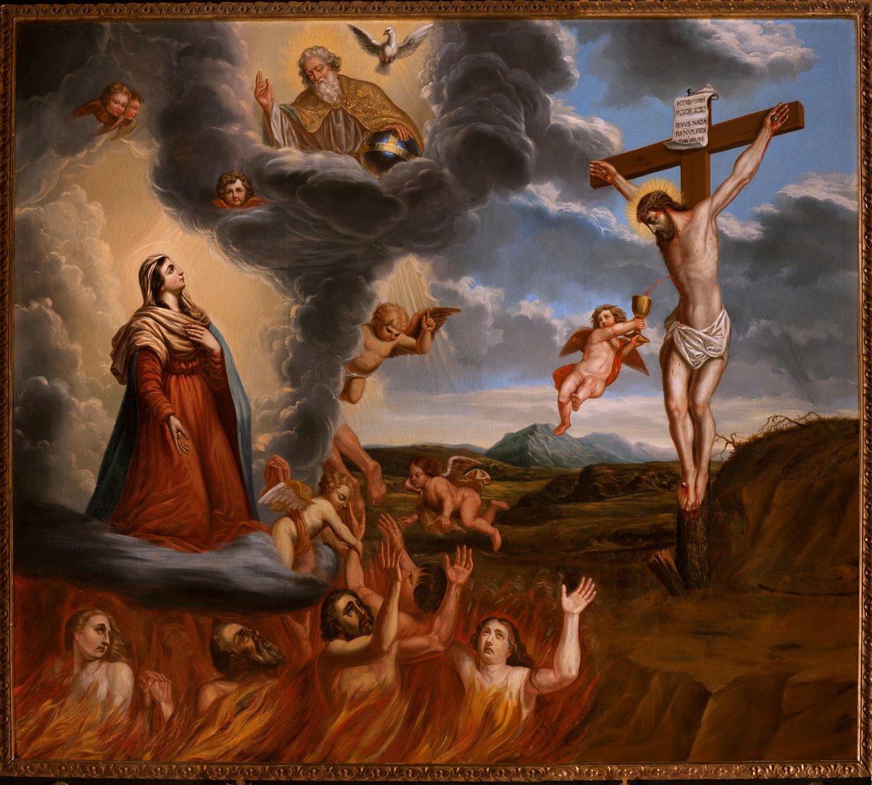 La mediación de la Virgen María para el purgatorio. Finales del siglo XVII de School Belgian