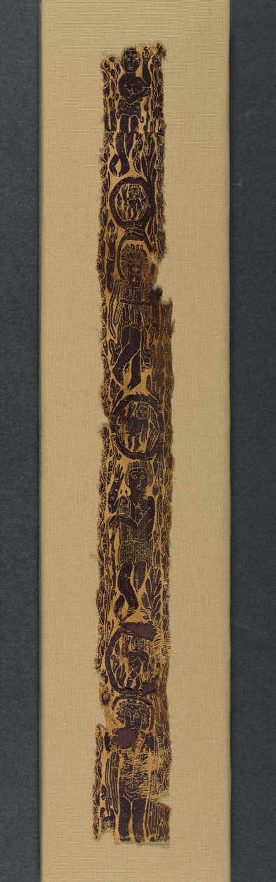 Banda ornamental de hombro de una túnica, 600-650 (tejido de tapiz con envoltura de trama suplementaria, lino sin teñir y lana teñida) de School Byzantine