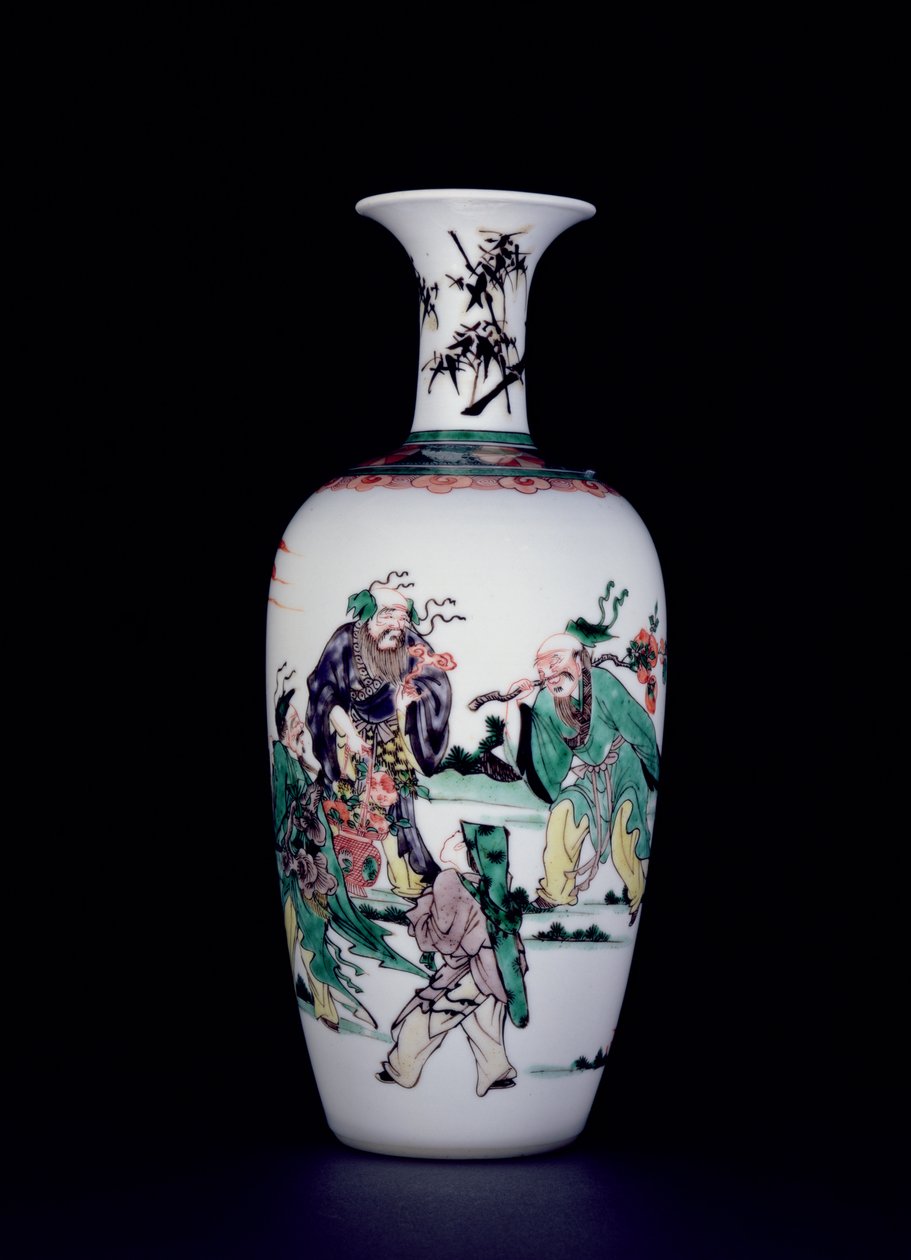 Un jarrón de porcelana china decorado en esmaltes famille verte de School Chinese