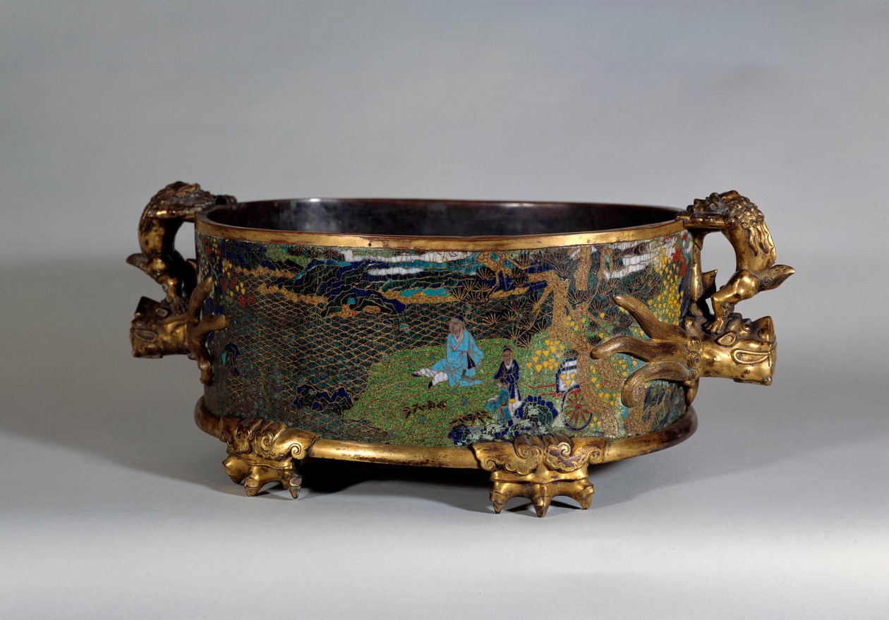 Arte chino: maceta en esmalte cloisonné. Siglo XVI París, artes decorativas de School Chinese