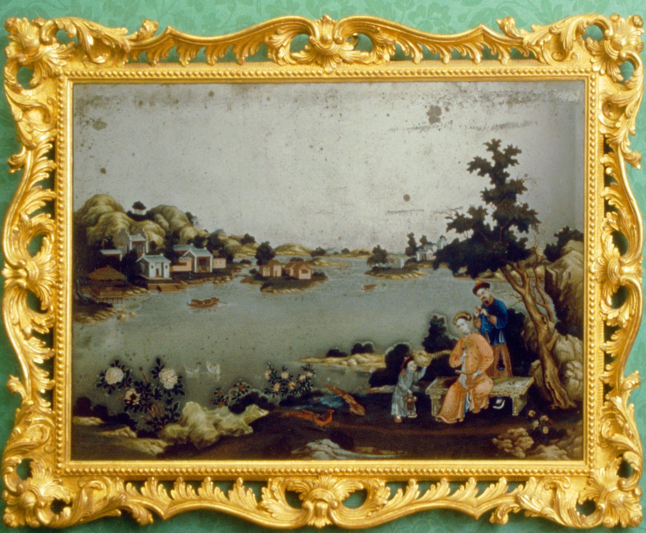 Pintura china sobre espejo de paisajes, música y versos (pigmento sobre espejo) de School Chinese