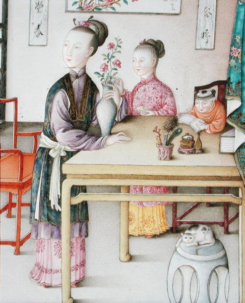 (detalle) de un panel imperial de Cantón, período Qianlong de School Chinese