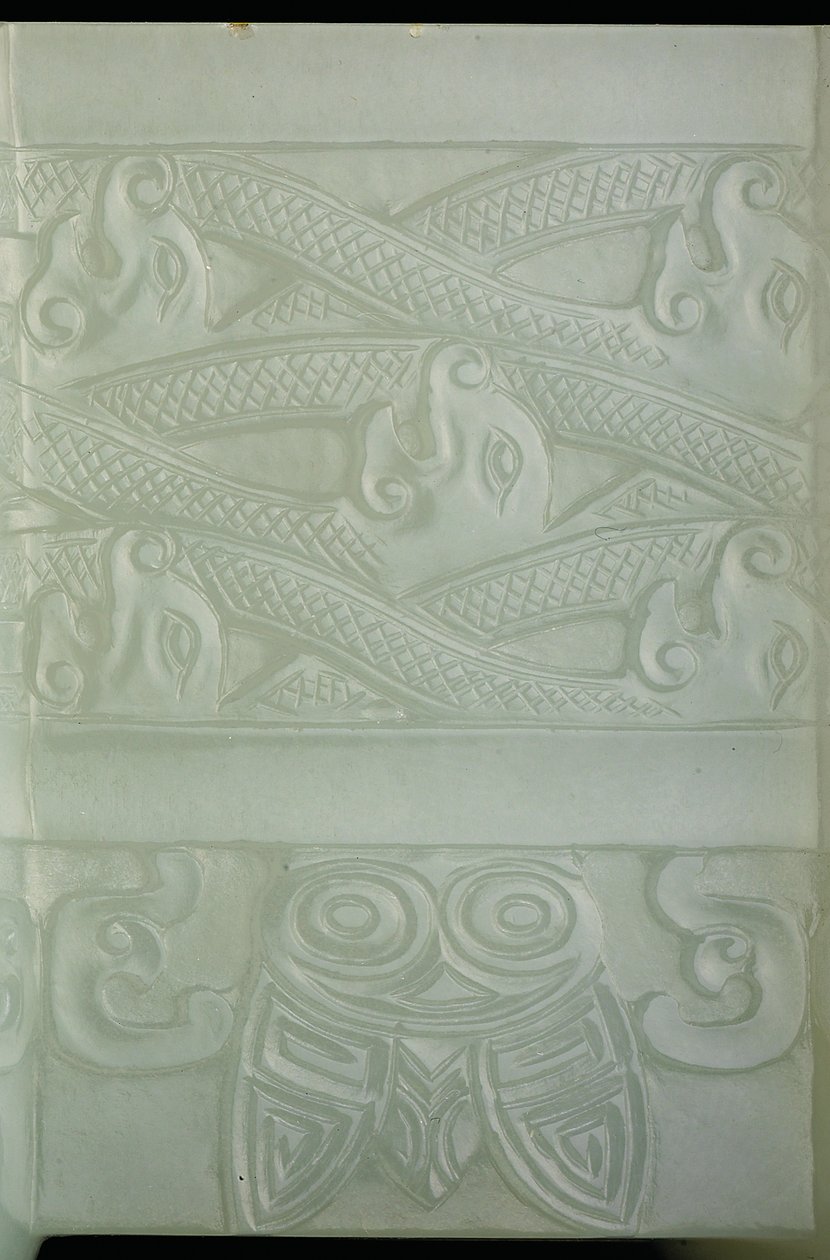 Detalle de un recipiente arcaico y tapa, Tulu, Periodo Qianlong (1736-95) de School Chinese