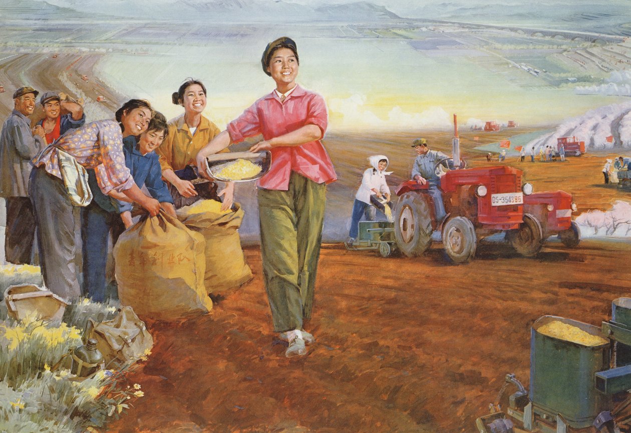 "Tierra llena de primavera", cartel de propaganda de la Revolución Cultural China de School Chinese