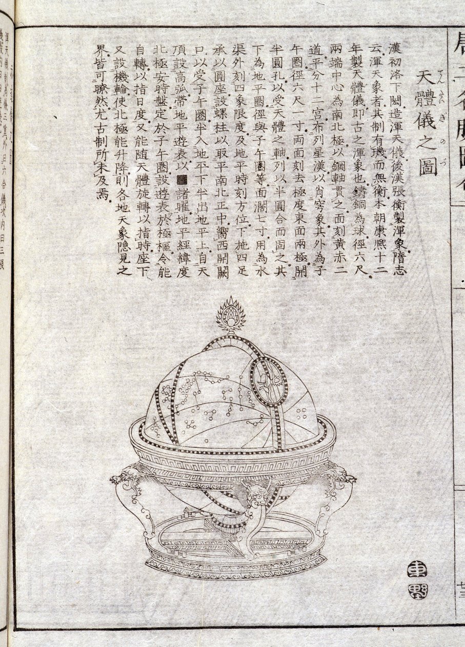 Globo terráqueo - Documento chino. Grabado anónimo. Coll. Selva. de School Chinese
