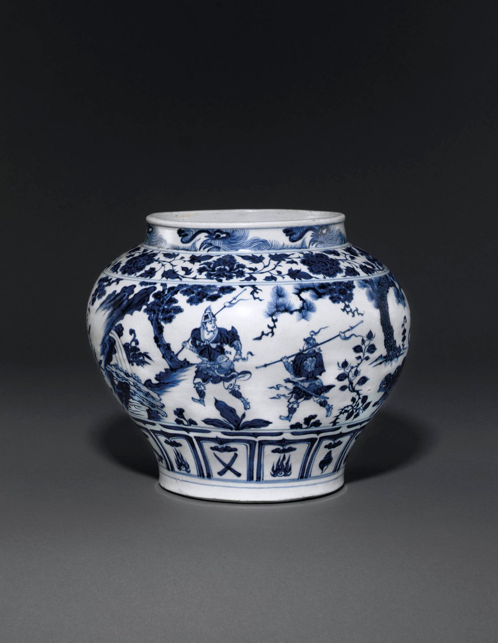 Jarra azul y blanca excepcionalmente rara e importante, Dinastía Yuan, mediados del siglo XIV (cerámica) de School Chinese