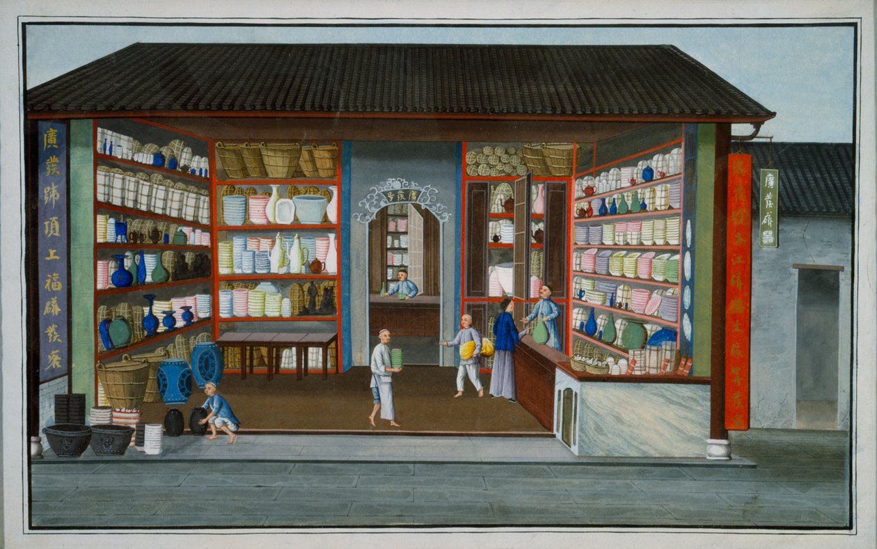 Tienda de porcelana (gouache y acuarela sobre papel) de School Chinese