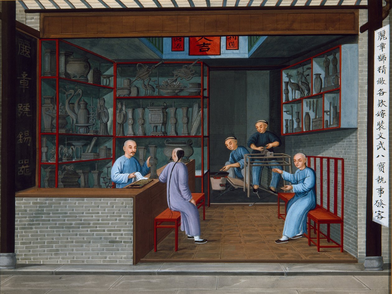 Selling Tuttenage Metalwares, c.1825 (gouache sobre papel) de School Chinese