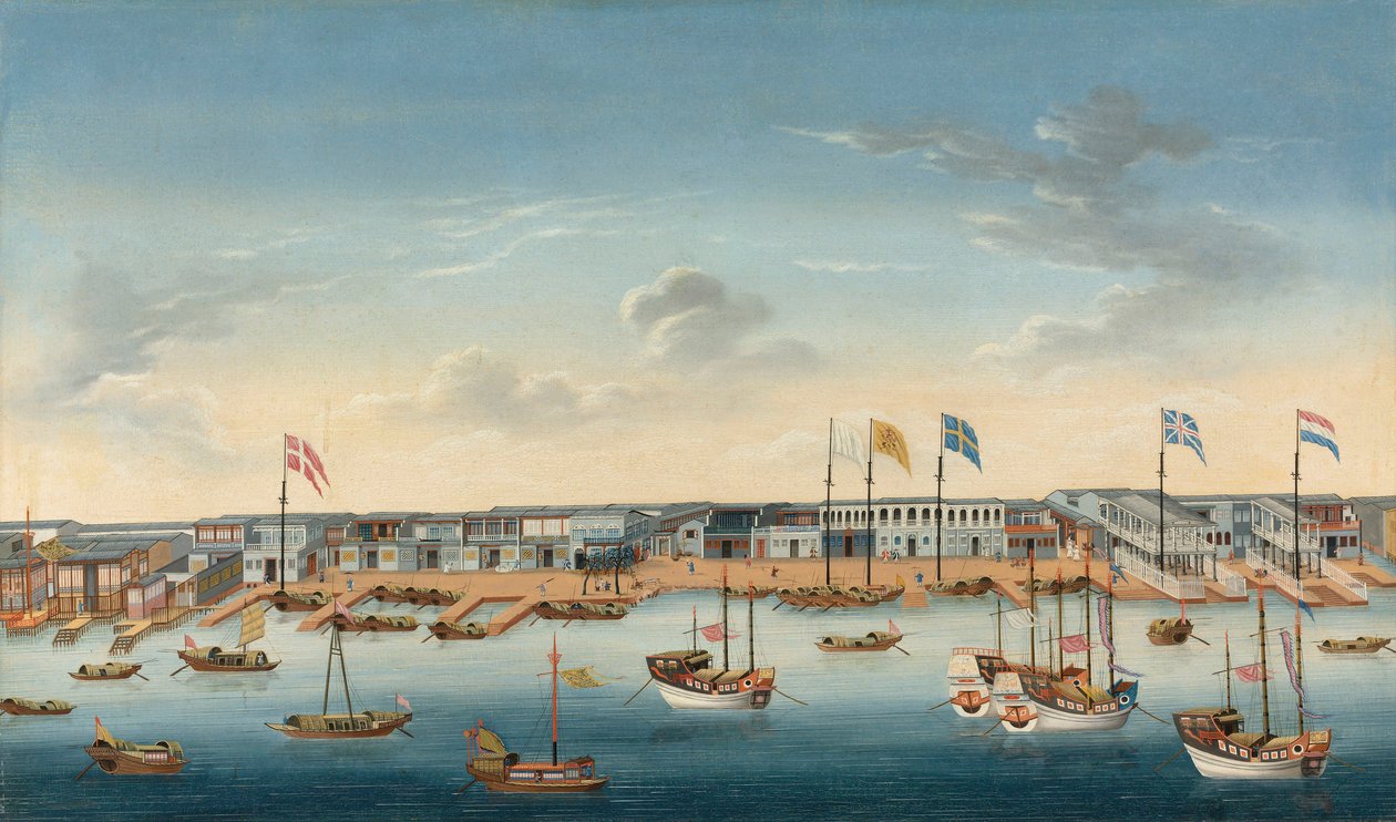 Los Hongs en Cantón, c.1780 de School Chinese