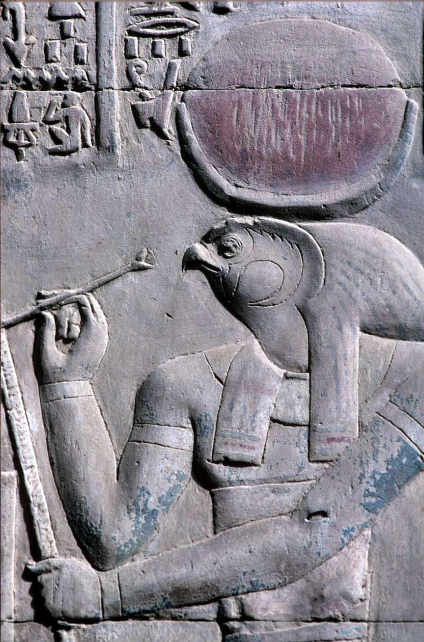 Antiguo Egipto, Pintura mural/talla, Horus escribe en un rollo de papiro, Templo de Sebek y Horus, Kom Ombo (foto) de School Egyptian