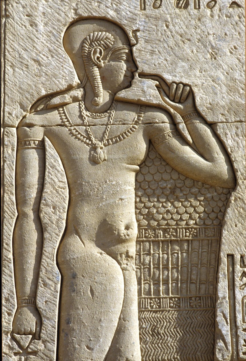 Antiguo Egipto, Pintura mural, Ihy, hijo de Amón y Mut, Templo de Hathor, Dendera (foto) de School Egyptian