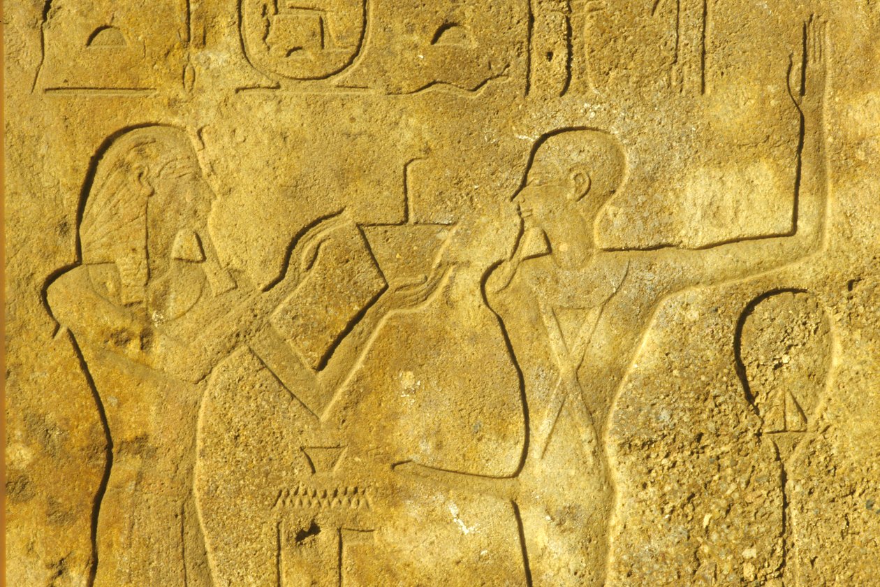 Antiguo Egipto, Pintura mural/talla, Templo de Karnak/Luxor, Hatshepsut ofrece incienso al Dios Min de School Egyptian