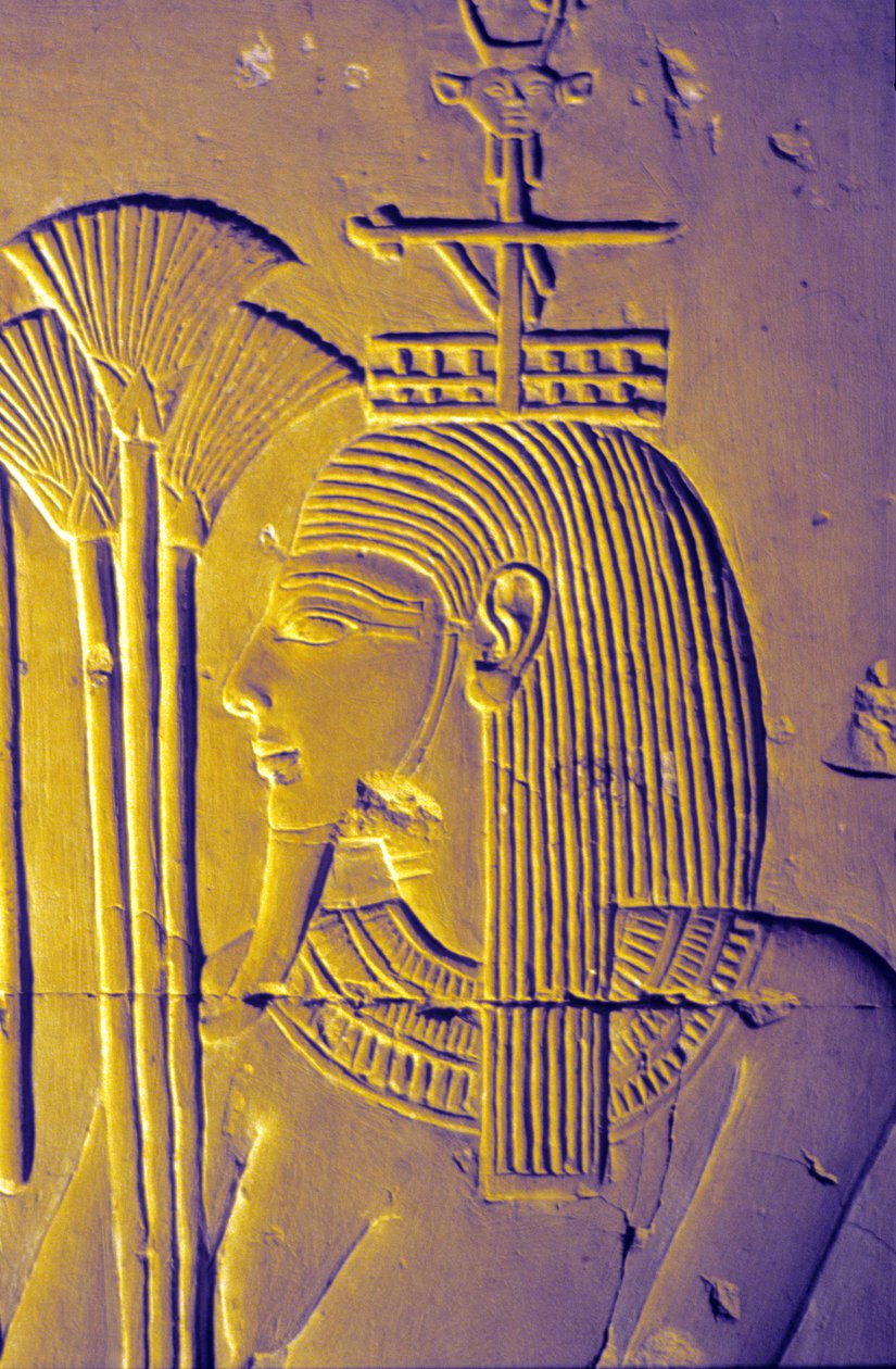 Antiguo Egipto, Pintura mural, Dios del Nilo trae ofrendas de flores de loto, Templo de Seti I, Abidos de School Egyptian