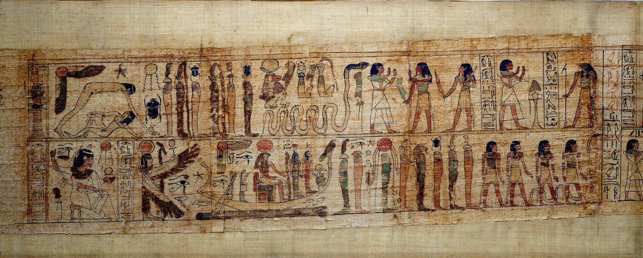 Arte egipcio antiguo: Papiro mitológico de Serimen de School Egyptian