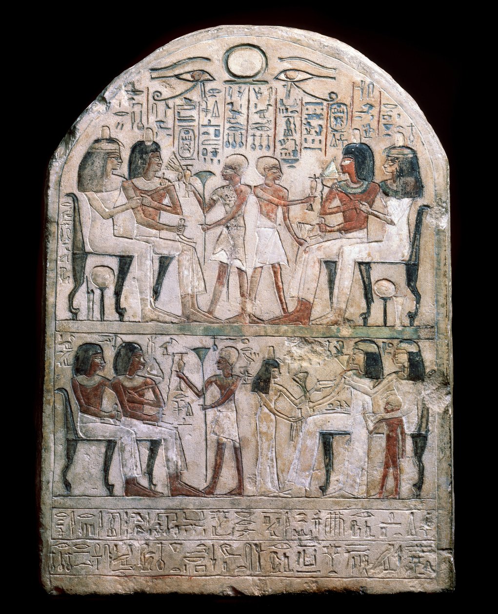 Antigüedad egipcia: estela decorada con una escena de homenaje a los faraones. Período helenístico (o ptolemaico) 156 a. C. Museo del Hermitage, San Petersburgo de School Egyptian