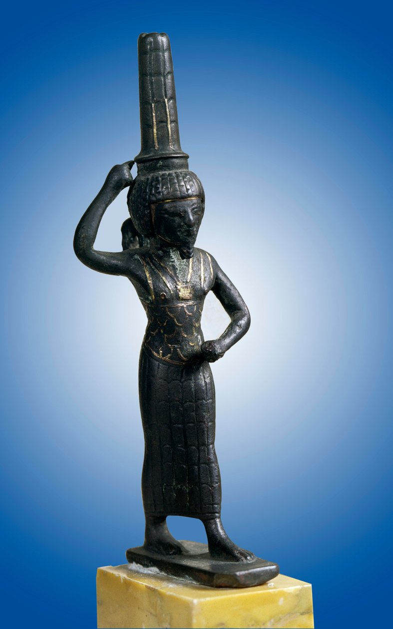 Antigüedad egipcia: estatuilla del dios guerrero Onouris (o Chou), París, Museo del Louvre de School Egyptian