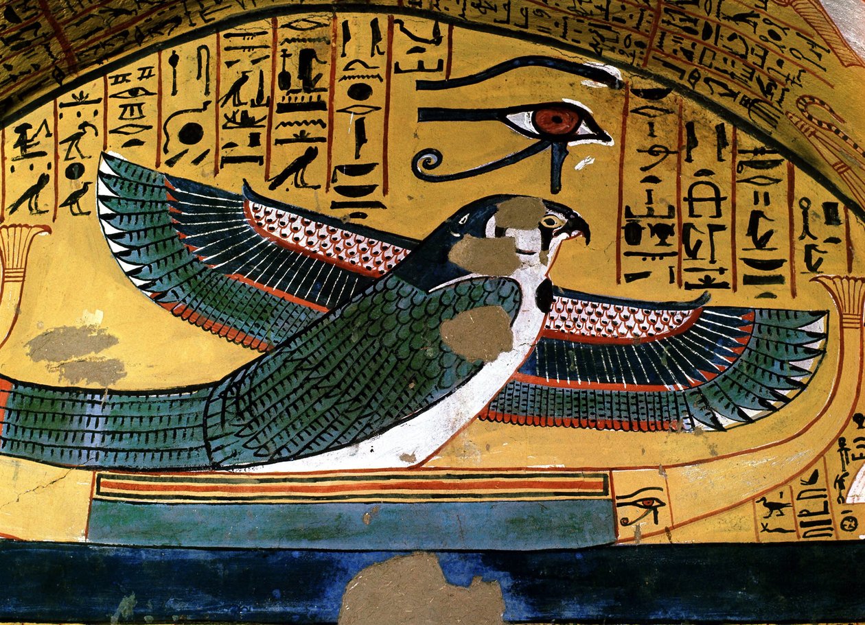 Luxor - Tebas: orilla izquierda del Nilo. Deir el Medineh: necrópolis de artesanos. Tumba de Sennedjem. Dinastía XVIII. Representación del dios Horus de School Egyptian