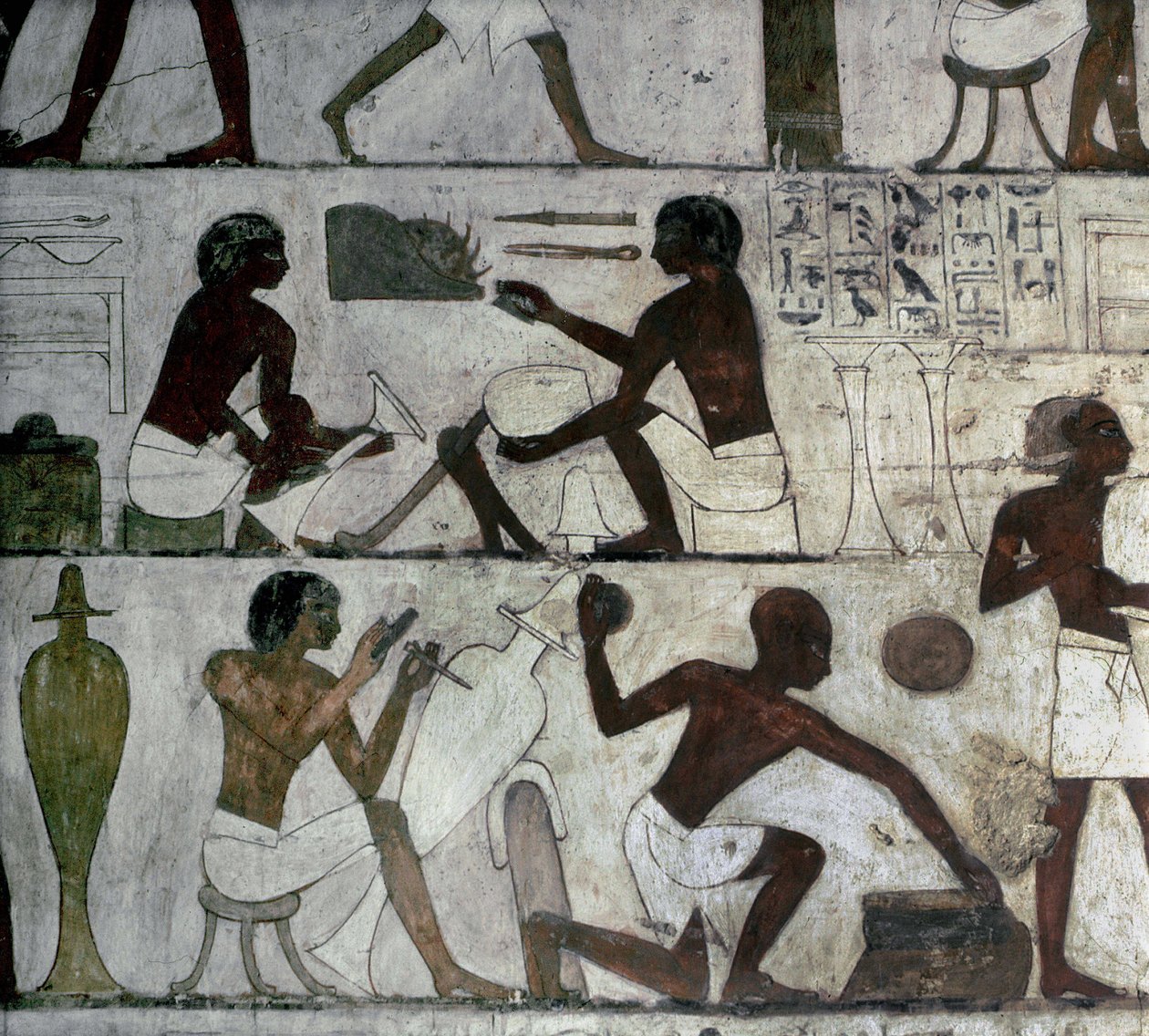 Luxor Tebas: Necrópolis de los Nobles, Tumba de Rekhmire, artesanos. de School Egyptian