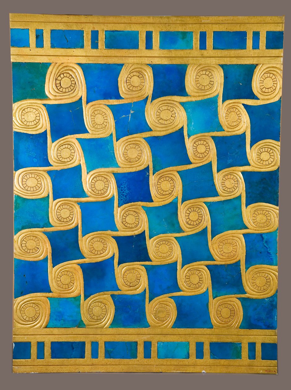Reconstrucción de la decoración mural del Templo de Amón en Malqata, c.1390-1352 a.C. de School Egyptian