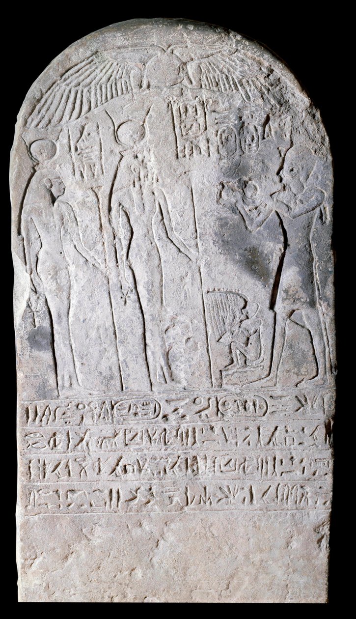 Estela de piedra caliza que representa una escena de ofrendas cubierta de jeroglíficos. Reinado de Osorkon I (924-889 a.C.). 22ª dinastía París, Museo del Louvre de School Egyptian