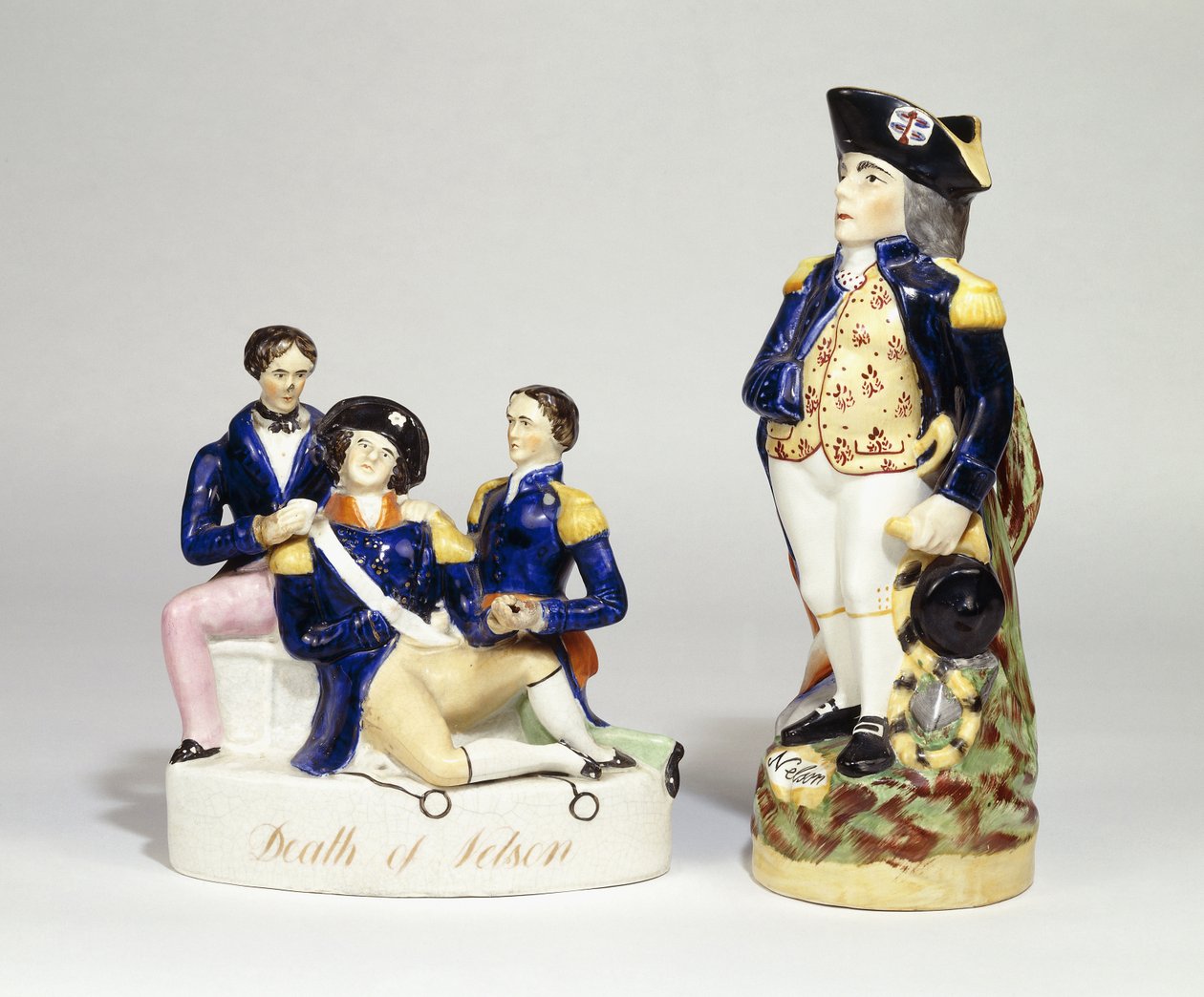 Un grupo de retratos de Staffordshire de la muerte de Nelson de School English