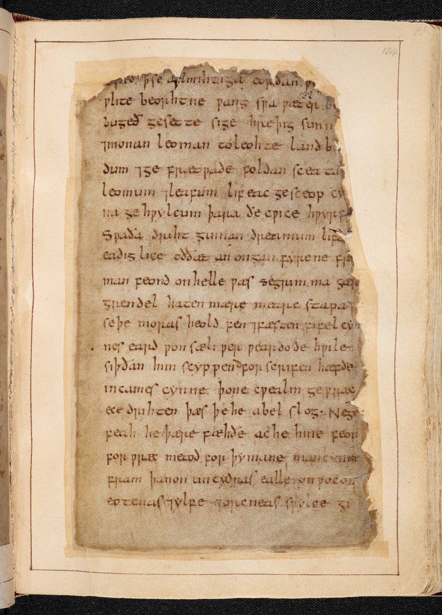 Una página de Beowulf de los folios a veces llamados "Códice Nowell". de School English
