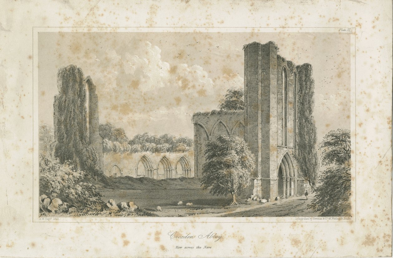 Croxden Abbey: litografía de School English