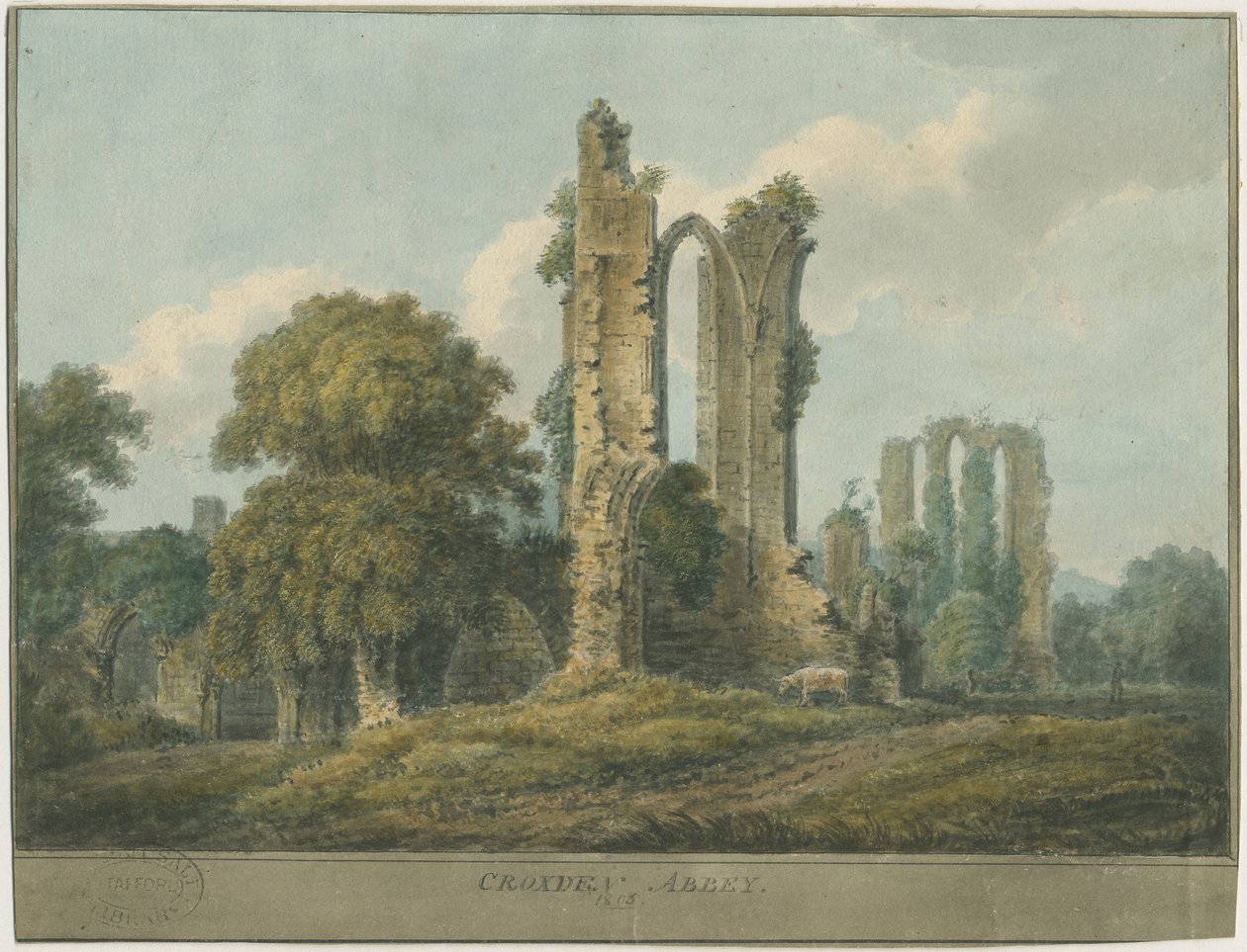 Croxden Abbey: acuarela de School English