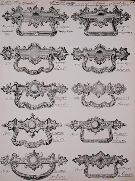 Aldabas de puerta, de un catálogo comercial de bienes y accesorios domésticos, c.1890-1910 de School English
