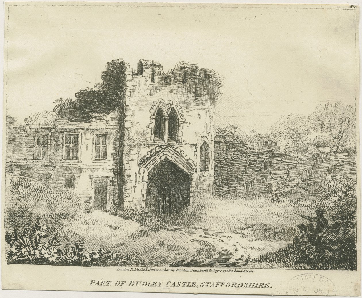 Castillo de Dudley - La Casa de la puerta: litografía, nd [c 1801] de School English