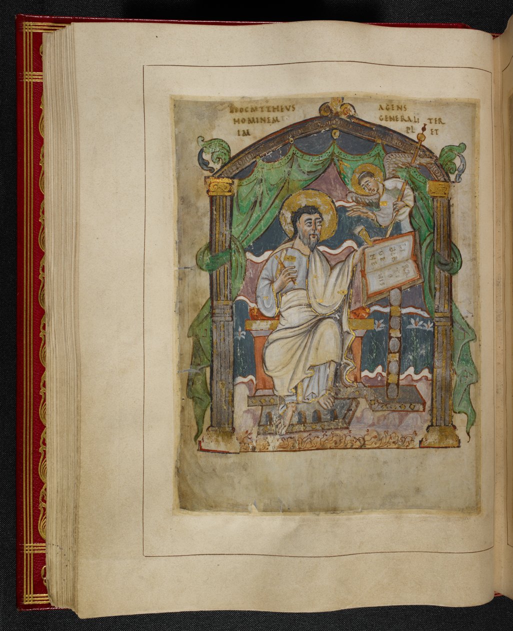 Retrato evangelista de San Mateo de los Evangelios de Æthelstan (también conocidos como Evangelios de la Coronación) de School English