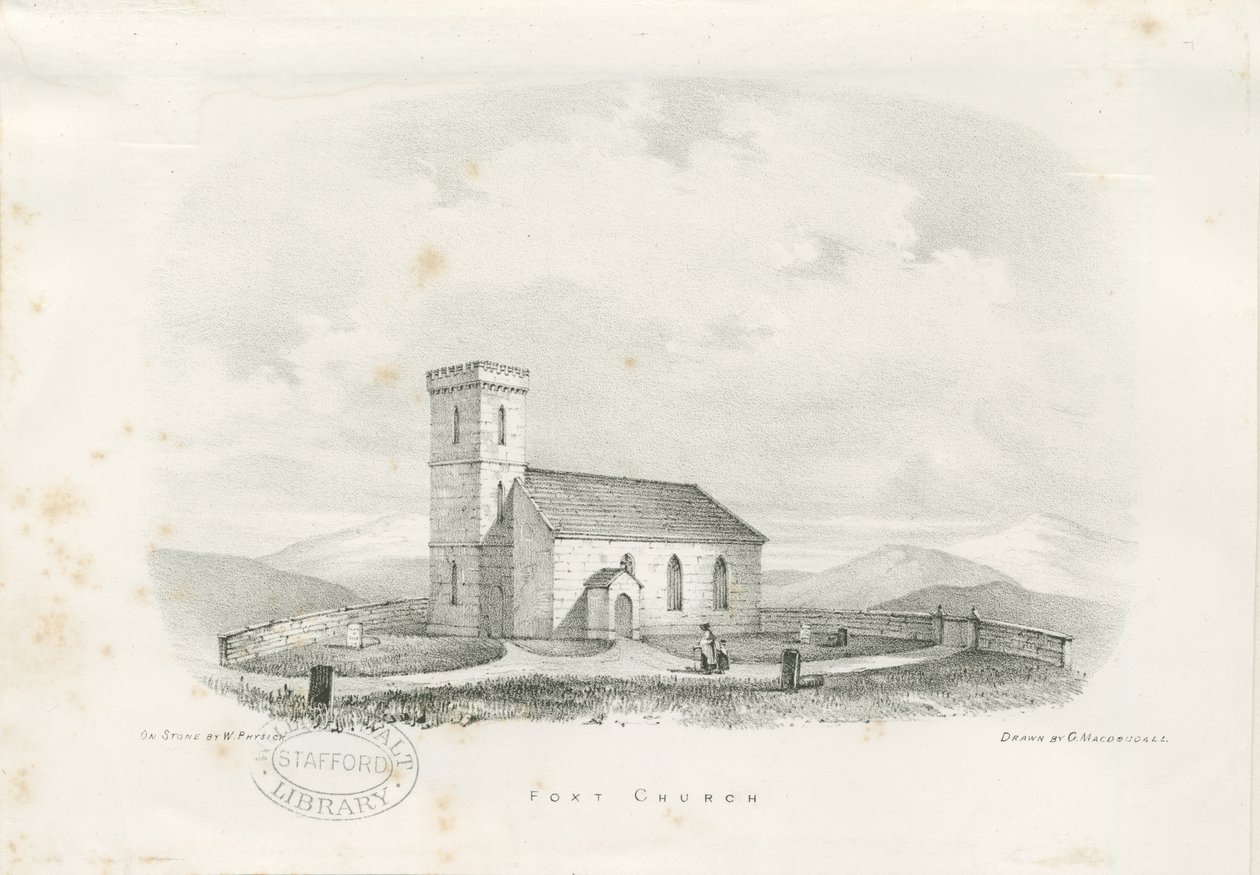 Iglesia de Foxt (litografía) de School English