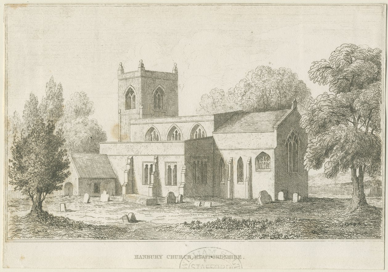 Iglesia de Hanbury: grabado, nd [c 1800] de School English