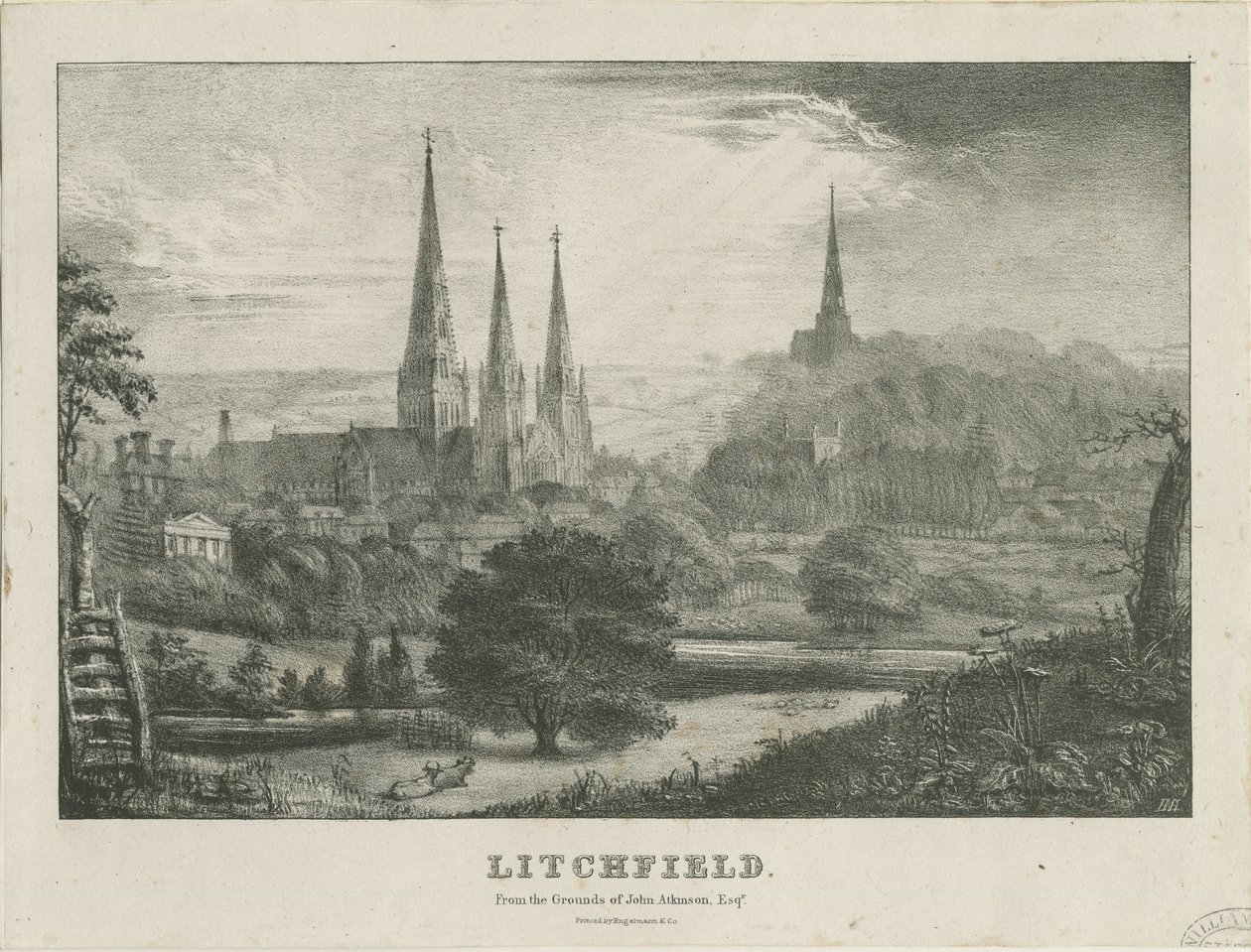 Lichfield - Vista Noroeste (litografía, s/f [?siglo XIX]) de School English