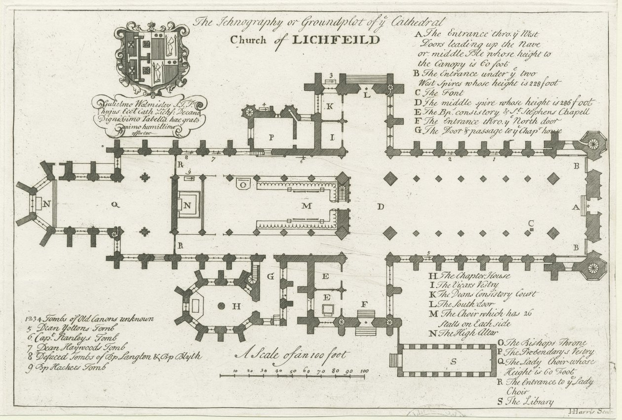 Catedral de Lichfield - Plano del suelo de School English