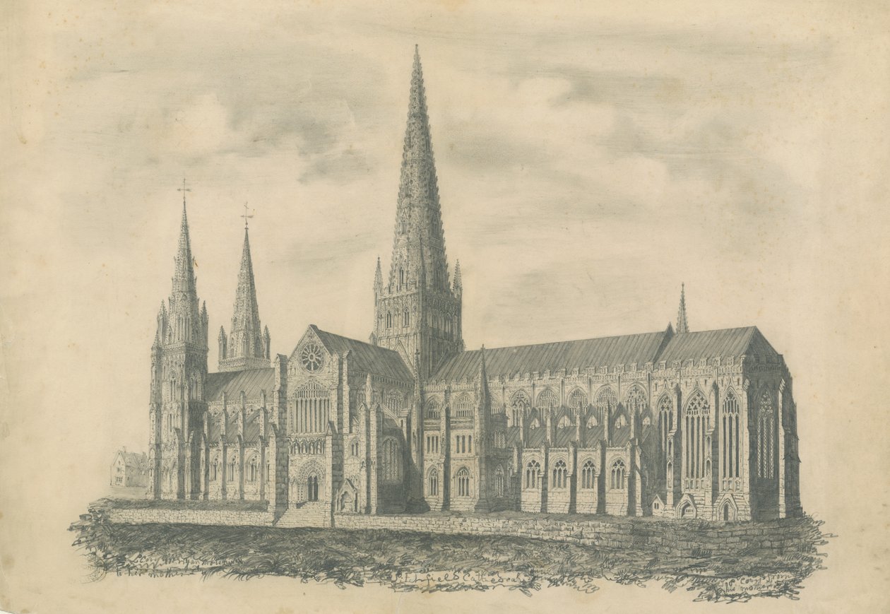 Catedral de Lichfield - Vista sureste de School English