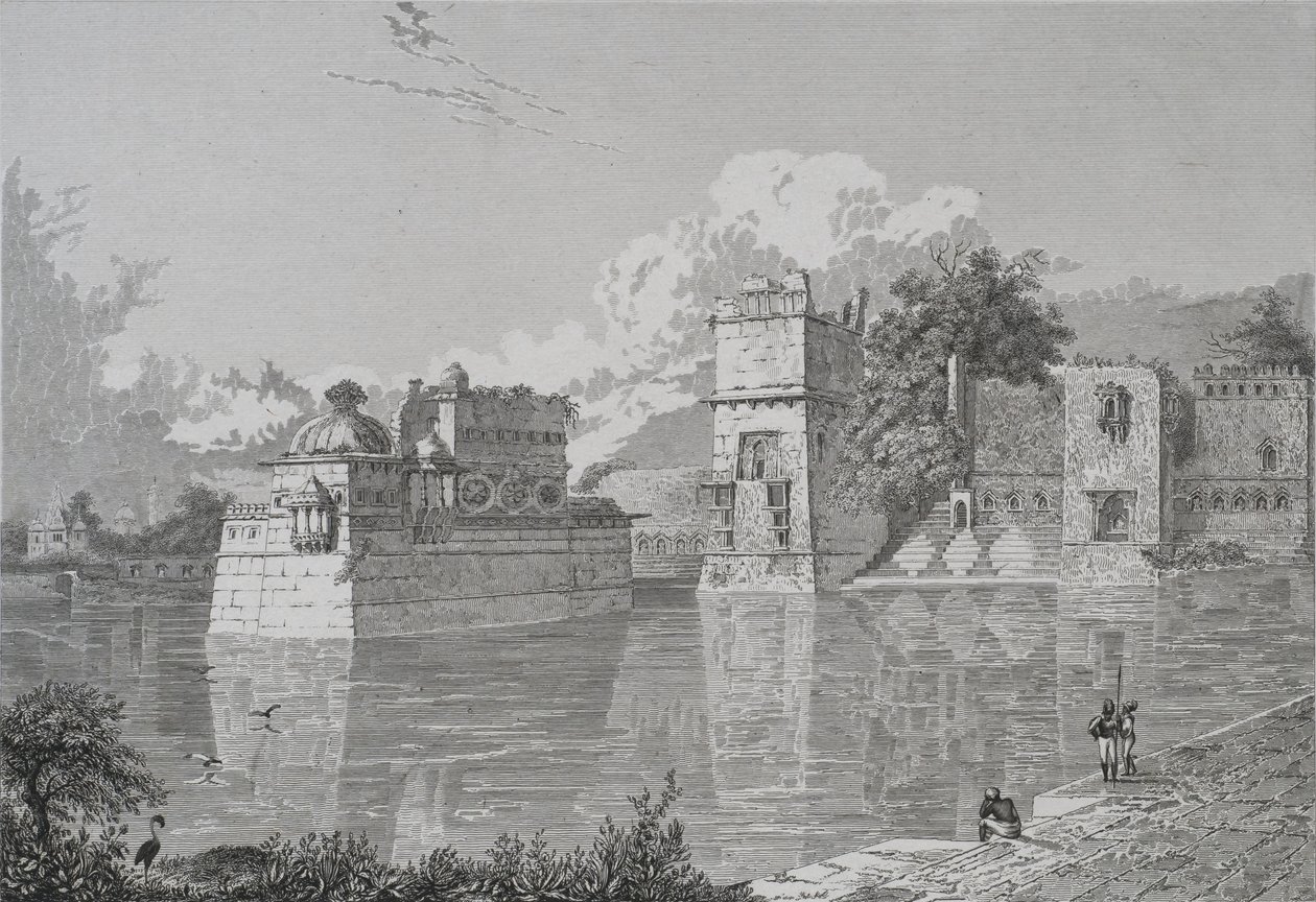 Palacio de Ranee Bheem y Pudmundi en Cheetore (Chitor, Estado de Udaipur) (grabado) de School English
