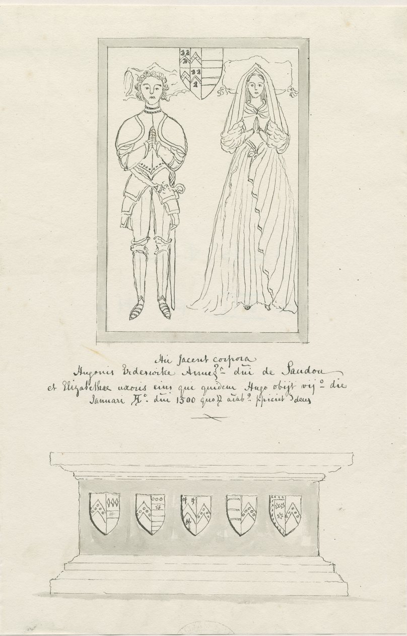 Iglesia de Sandon - Tumba de Hugh Erdeswicke y Elizabeth Harcourt de School English