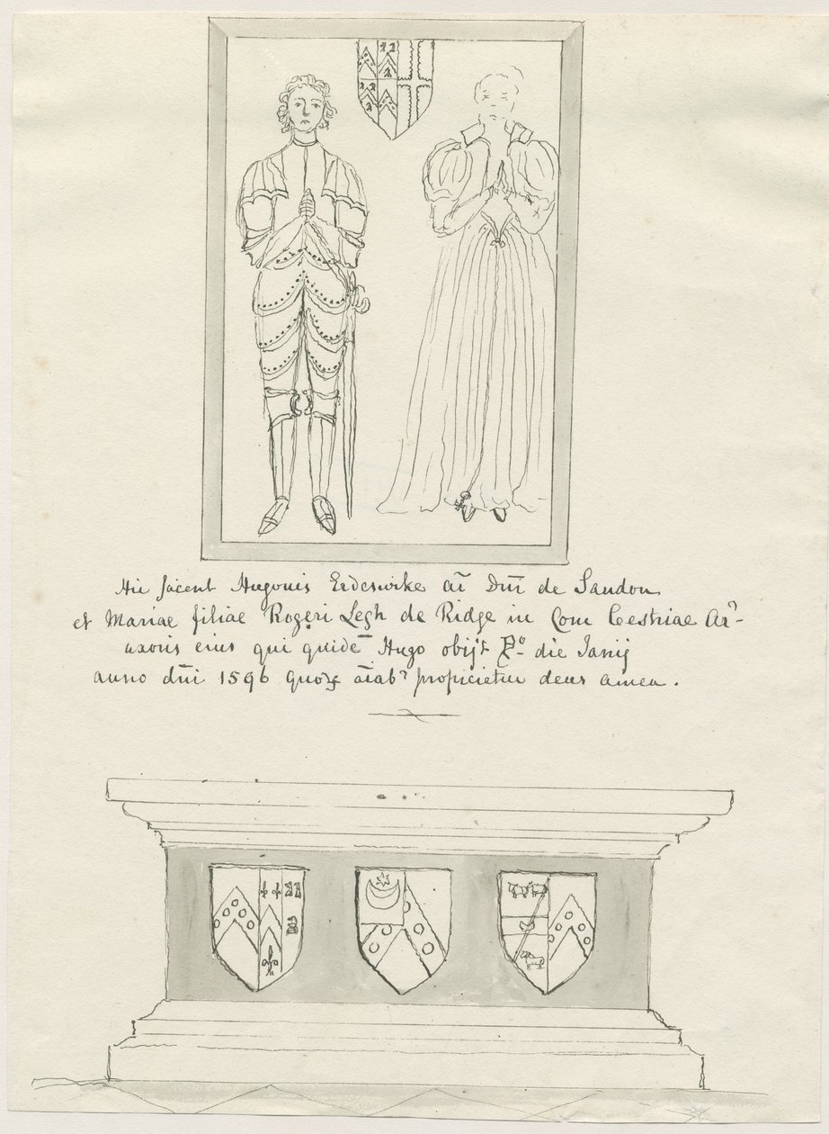Iglesia de Sandon - Tumba de Hugh Erdeswicke y Mary Legh de School English